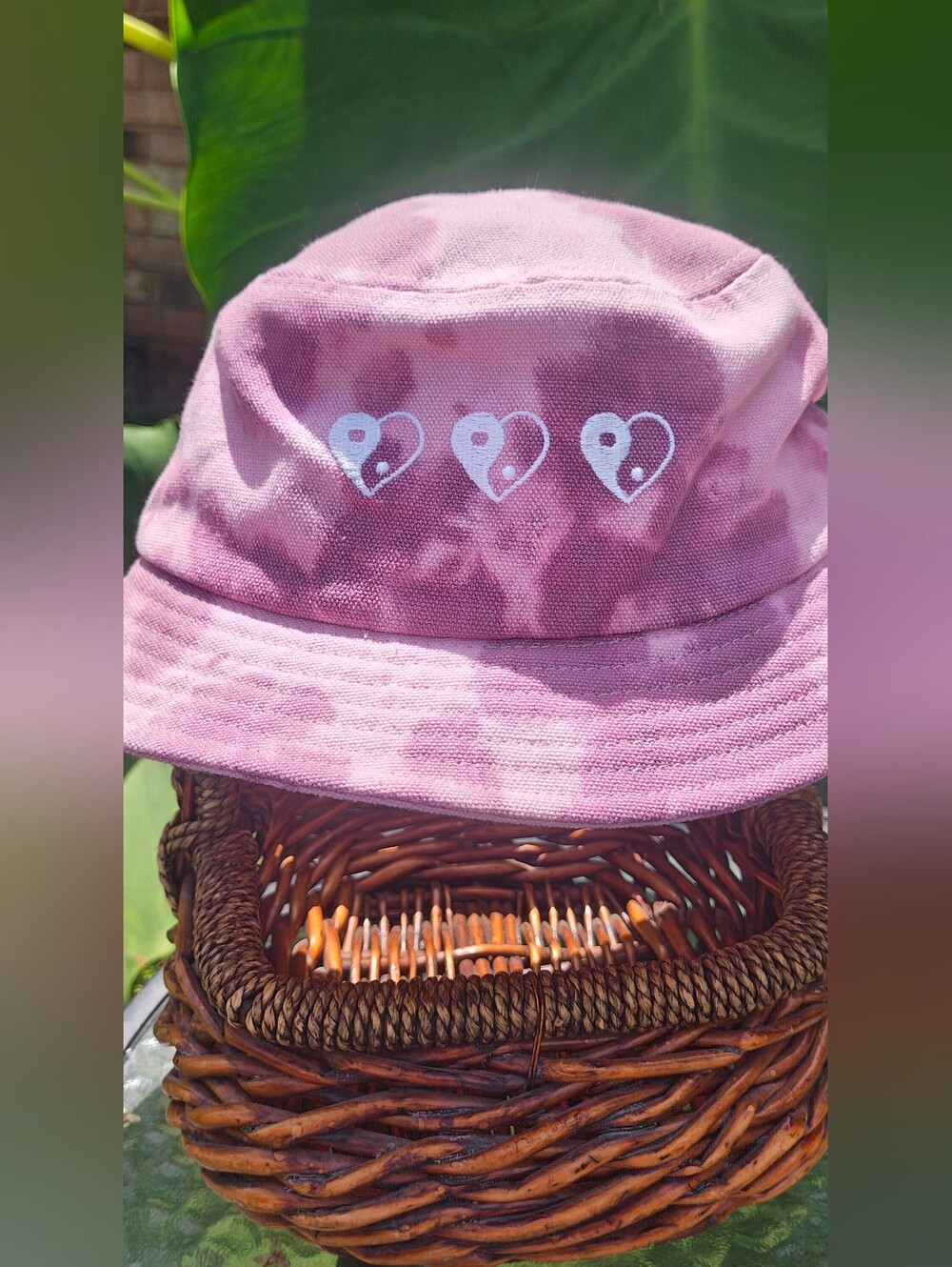 Pink Tie-Dye Heart Yin-Yang Bucket Hat